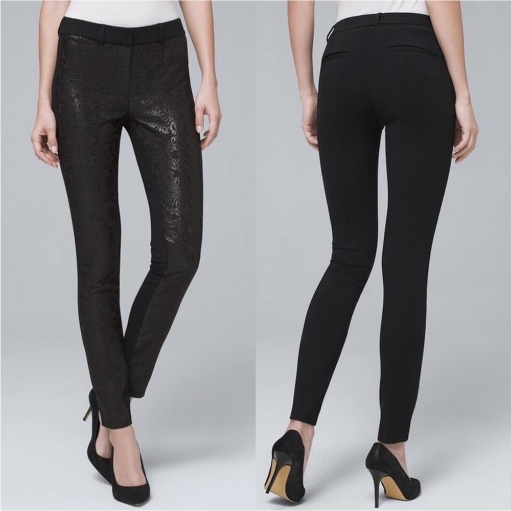 White House Black Market “The Skinny” Black Jacquard Pants - Size 4